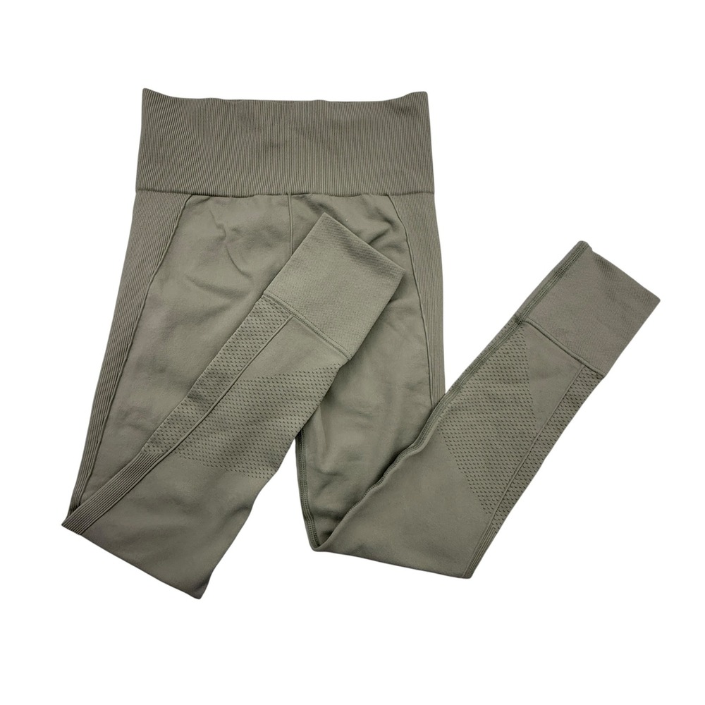 Halfdays‎ Leggings Women Small Olive Green Activewear Seamless Ribbed High Rise